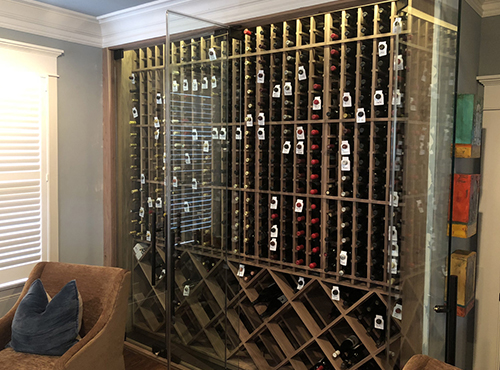 custom wine cellar in Arlington Heights, side view   Houston, Texas