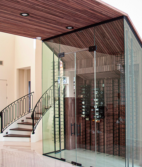 Wine cellar construction river oaks under the stairs