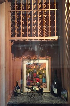 empty wine cellar, home wine cellar, wall painting, painting, red wine, flowers vase, wine glass, wine storage, home wine storage, aging wine